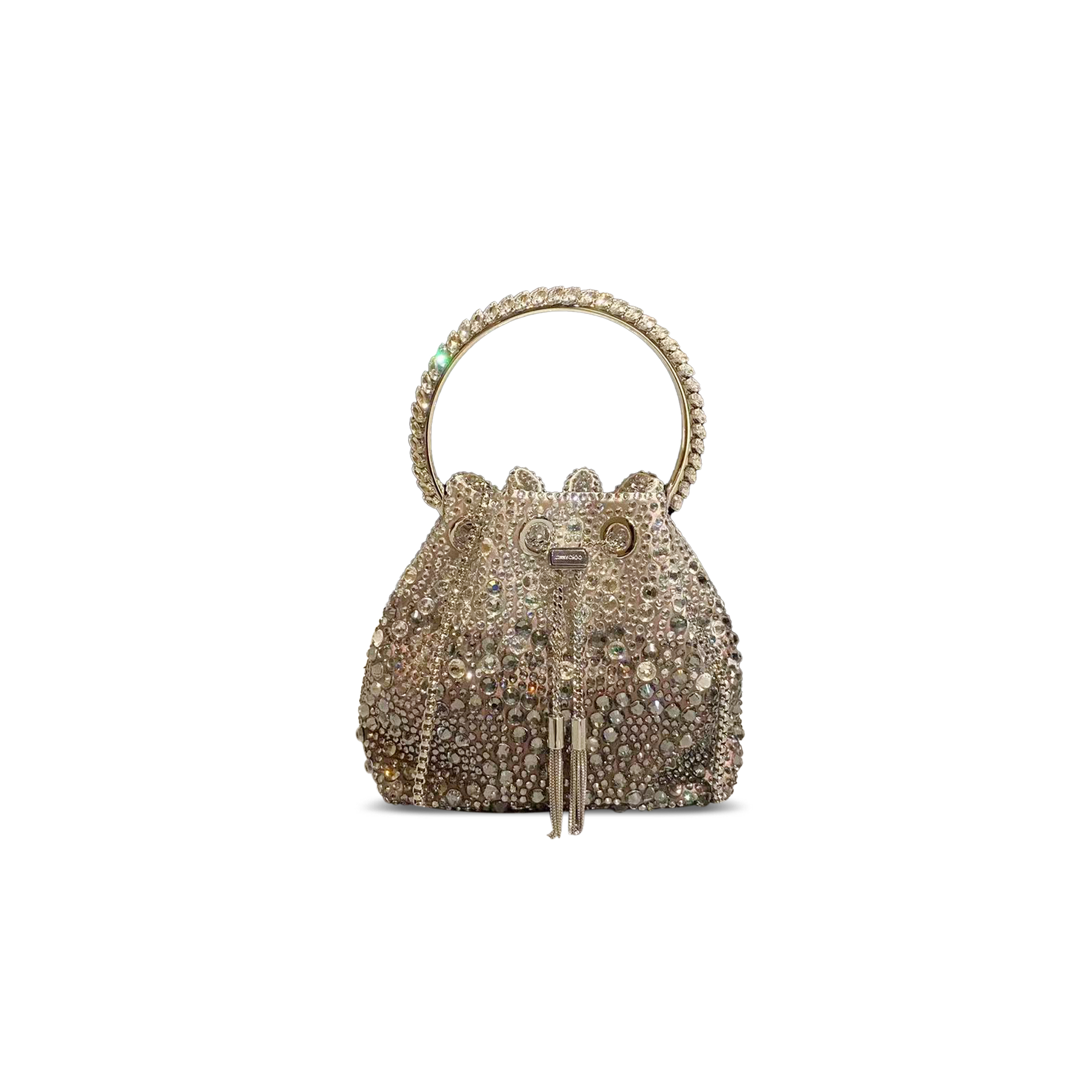 J1m*y Ch00 bon bon grey satin bag with crystals (15*14*9.5cm)